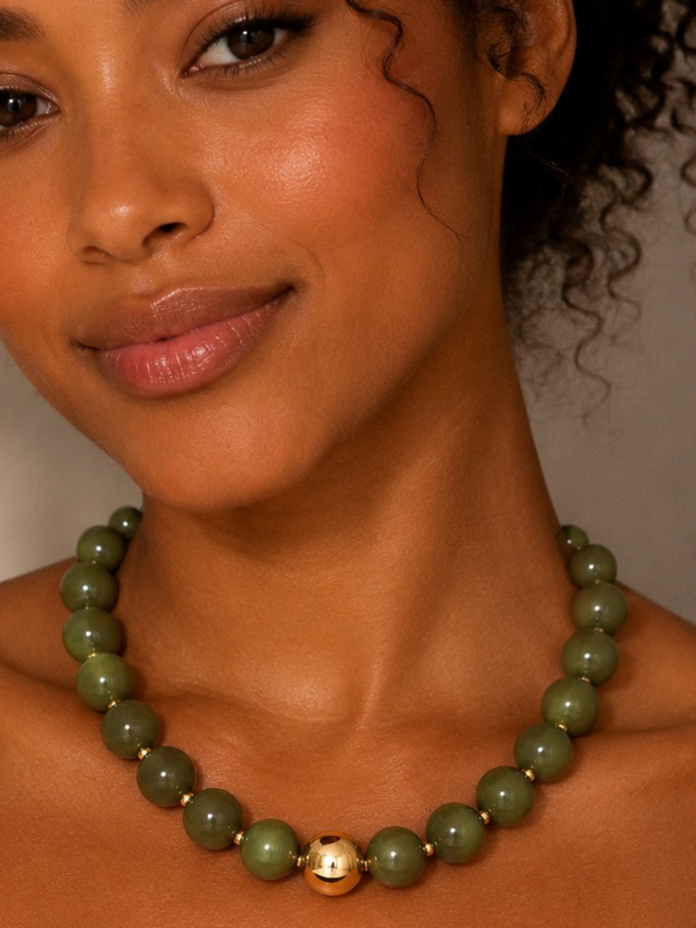Olive green Bead Necklace - Women Jewelry